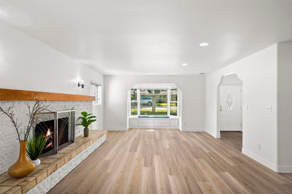 Fireplace, Interior, Recessed Lighting, Wood Texture Flooring