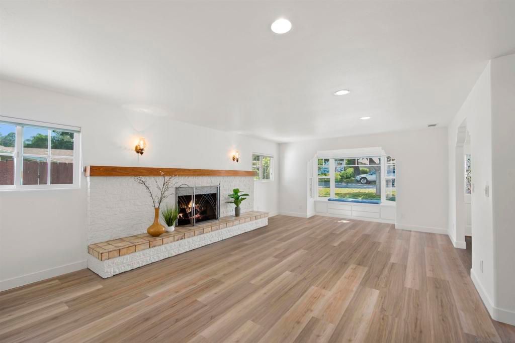 Fireplace, Interior, Recessed Lighting, Wood Texture Flooring