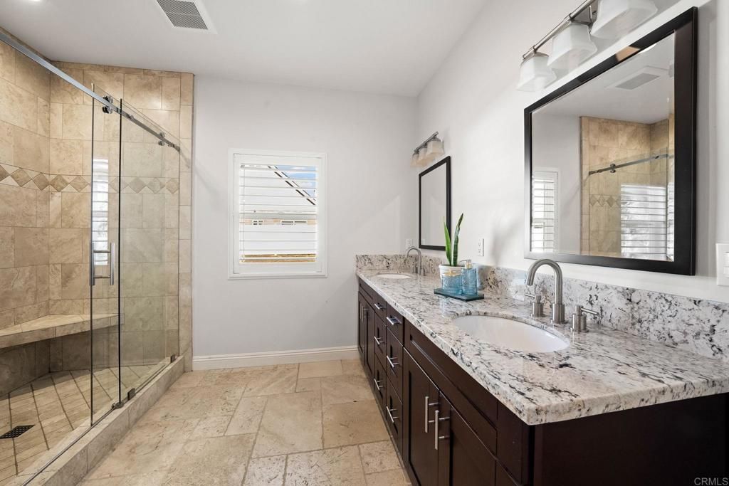 Bathroom, Dual Sink Vanities, Glass Shower, Interior, Recessed Lighting