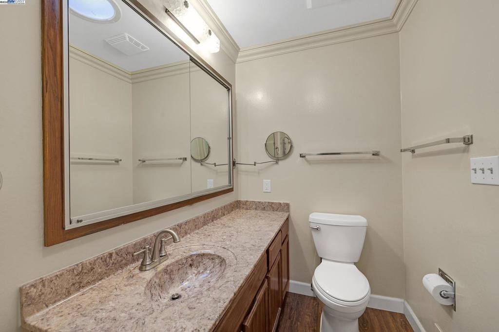 Bathroom, Glass Shower, Interior, Wood Texture Flooring