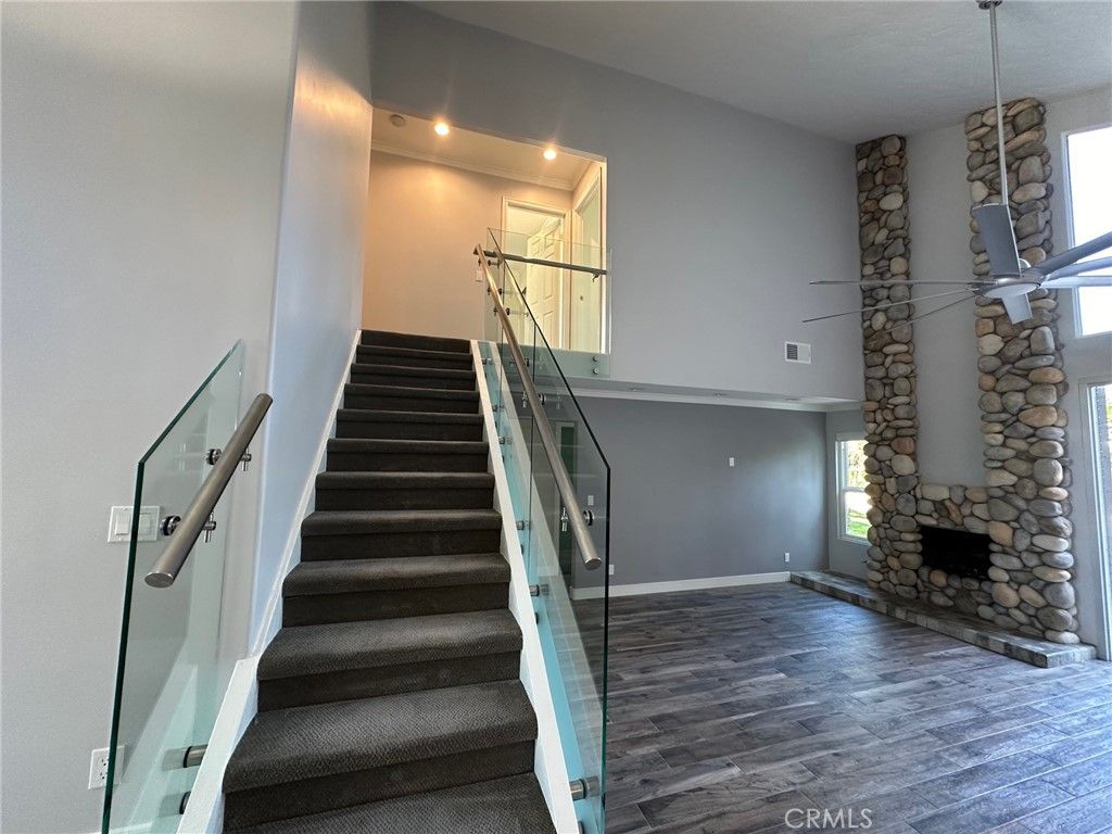 Fireplace, Interior, Recessed Lighting, Wood Texture Flooring