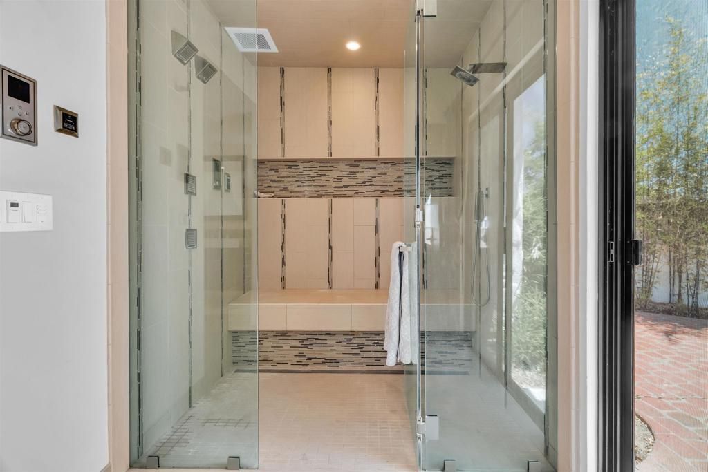 Bathroom, Glass Shower, Interior, Recessed Lighting, Sauna Room
