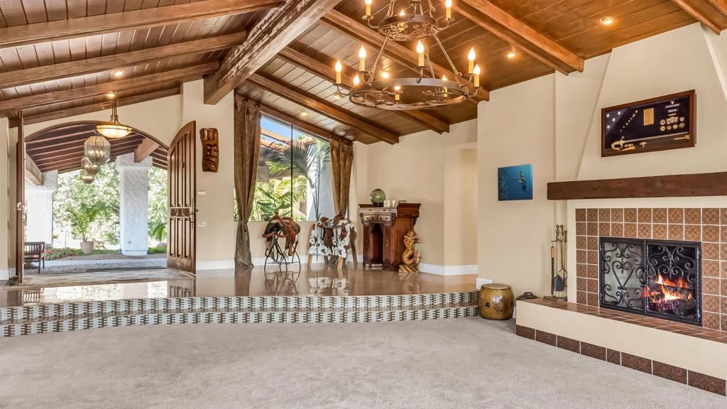 Chandelier, Fireplace, Interior, Pendant Lights, Wooden Beams, Wooden Ceilings
