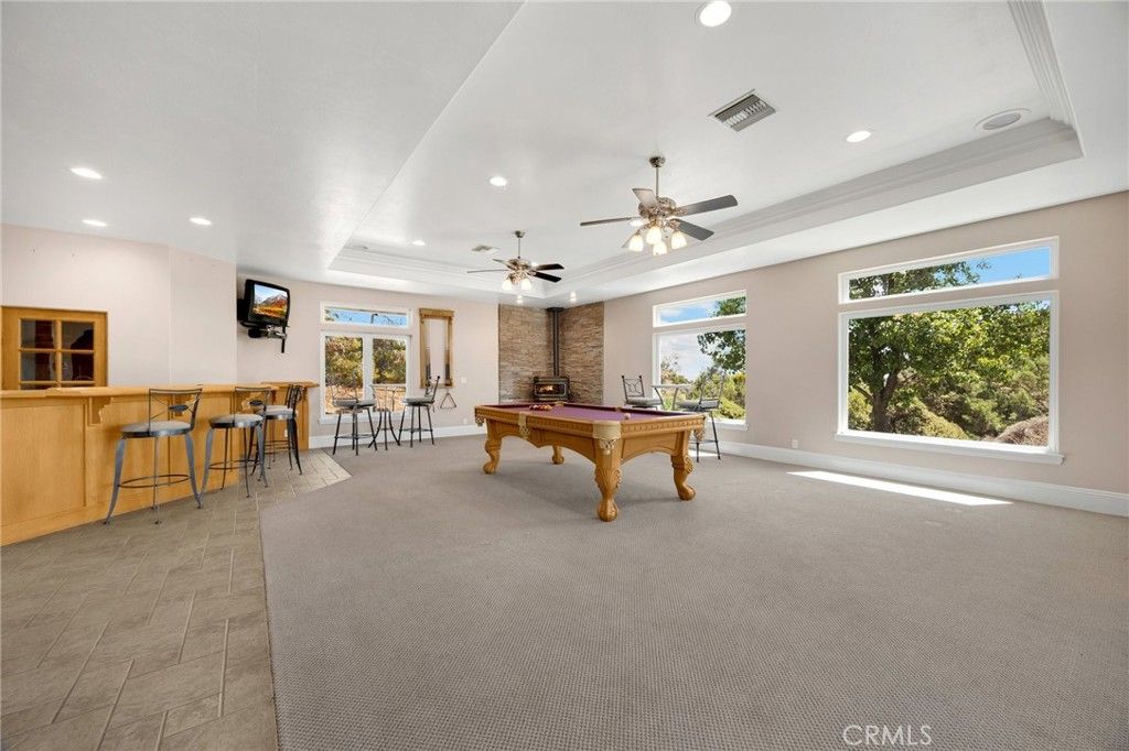 Billiard Table, Game Room, Interior, Recessed Lighting