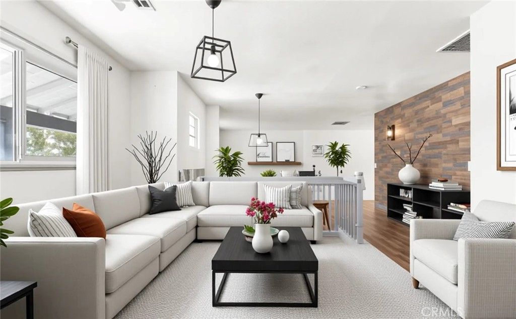 Interior, Living room, Pendant Lights, Stone Walls, Wood Texture Flooring, Wooden Walls