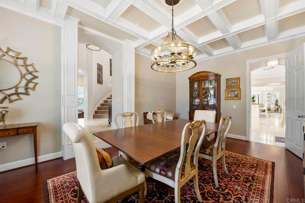 Chandelier, Dining room, Interior, Pendant Lights, Wood Texture Flooring