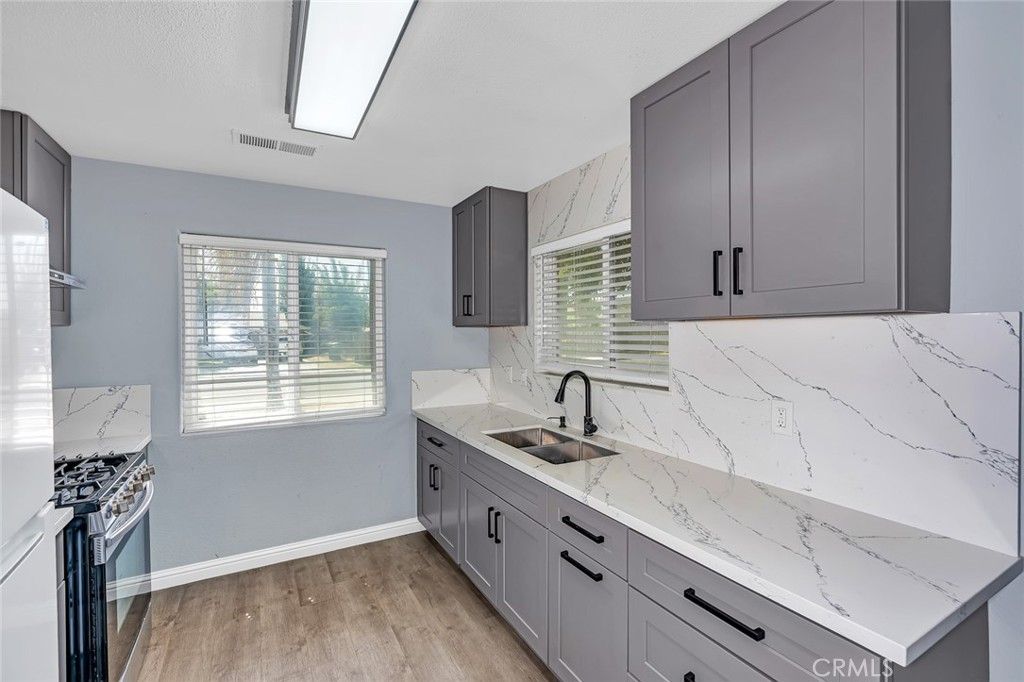 Interior, Kitchen, Marble Walls, Wood Texture Flooring