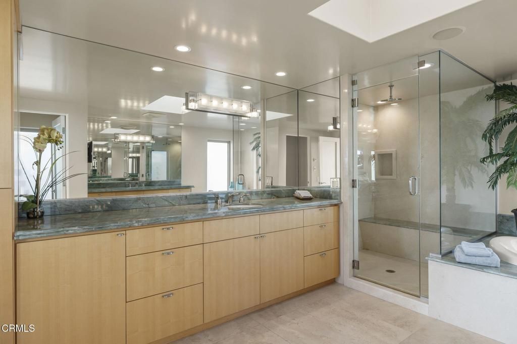 Bathroom, Dual Sink Vanities, Glass Shower, Interior, Recessed Lighting
