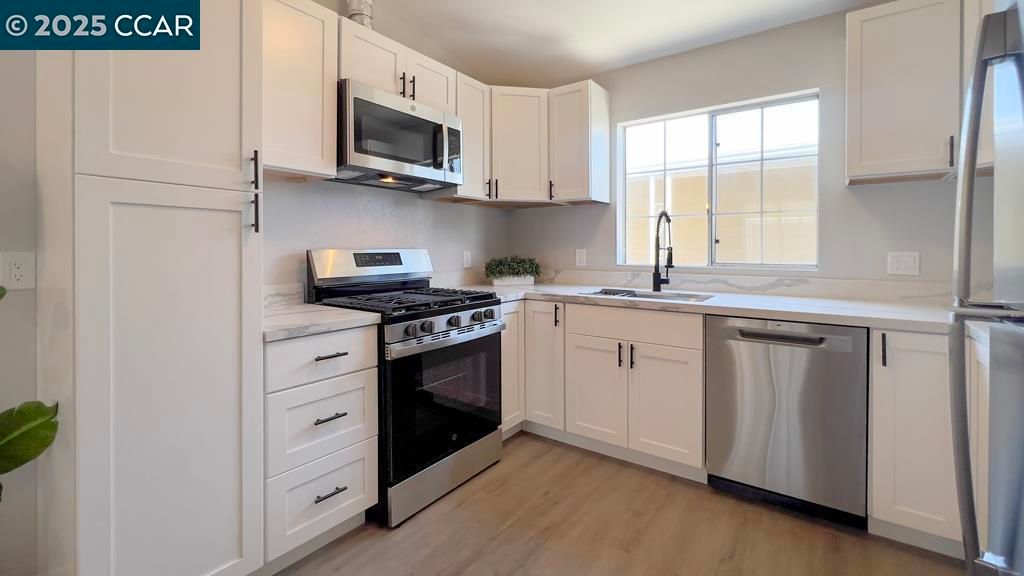 Interior, Kitchen, Stainless Steel Appliances, Wood Texture Flooring