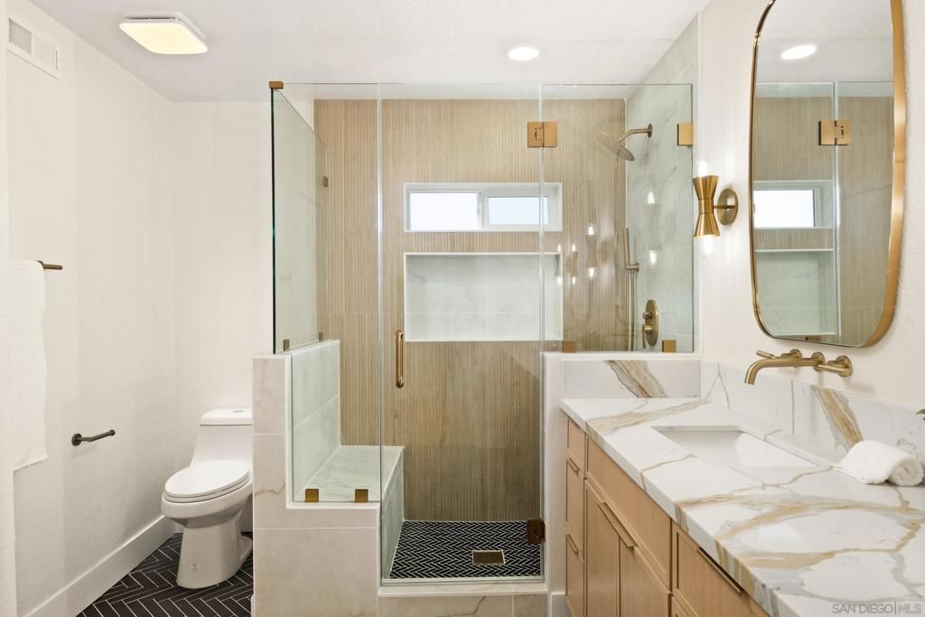 Bathroom, Dual Sink Vanities, Glass Shower, Interior, Recessed Lighting