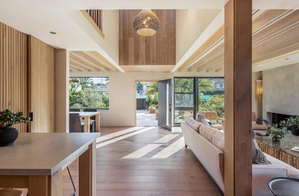 Fireplace, Interior, Recessed Lighting, Wooden Ceilings, Wood Texture Flooring