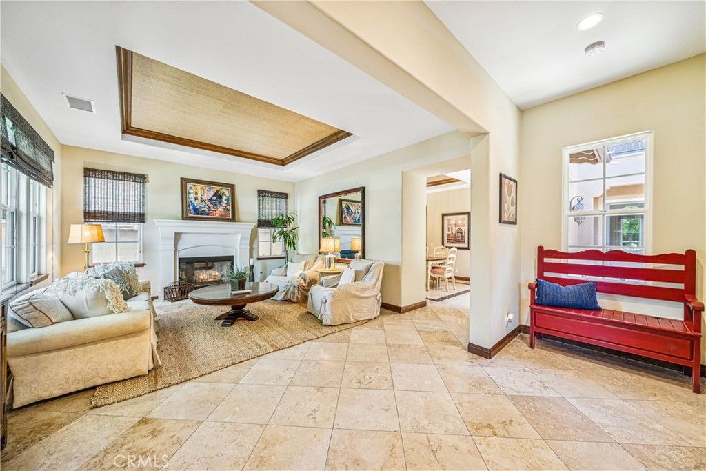 Fireplace, Interior, Living room, Recessed Lighting, Wooden Ceilings