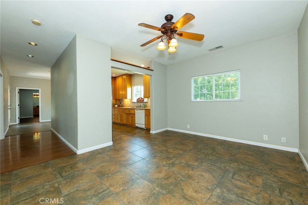 Empty room, Interior, Kitchen, Recessed Lighting, Wood Texture Flooring