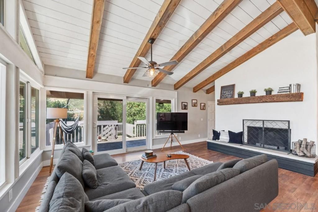 Fireplace, Interior, Living room, Wooden Beams, Wood Texture Flooring