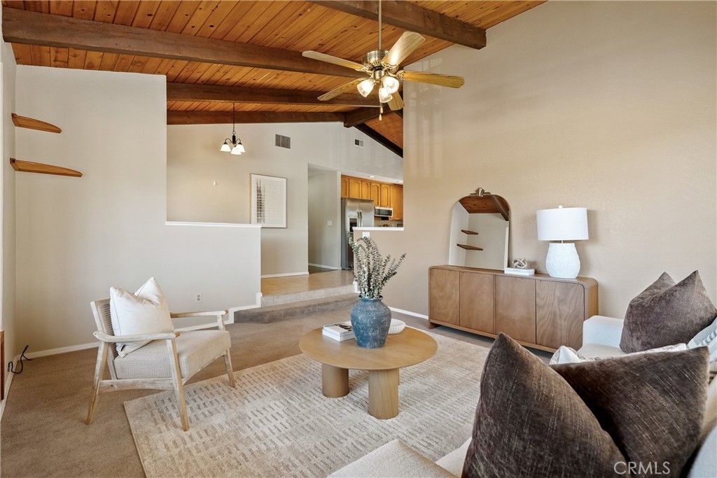 Interior, Kitchen, Living room, Pendant Lights, Stainless Steel Appliances, Wooden Beams, Wooden Ceilings