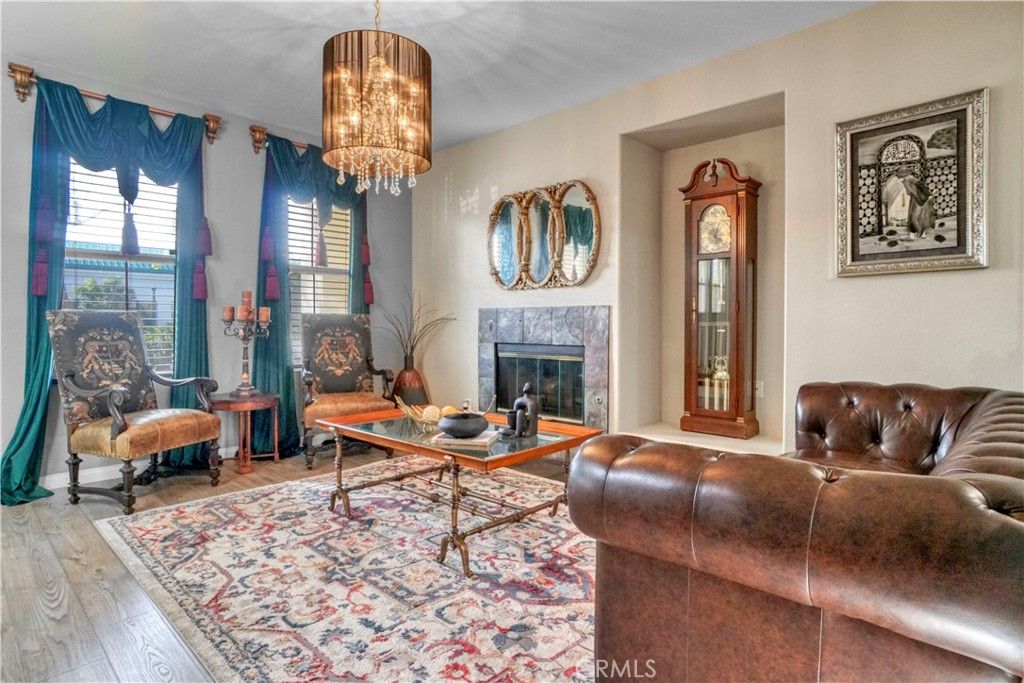 Chandelier, Fireplace, Interior, Living room, Wood Texture Flooring
