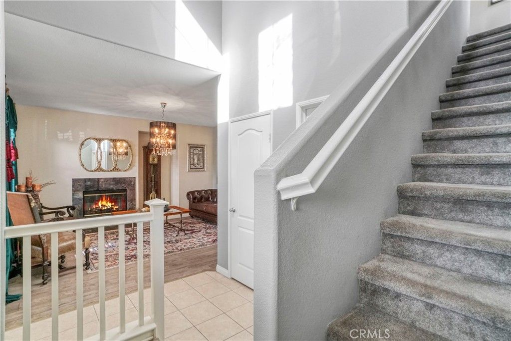 Chandelier, Fireplace, Interior