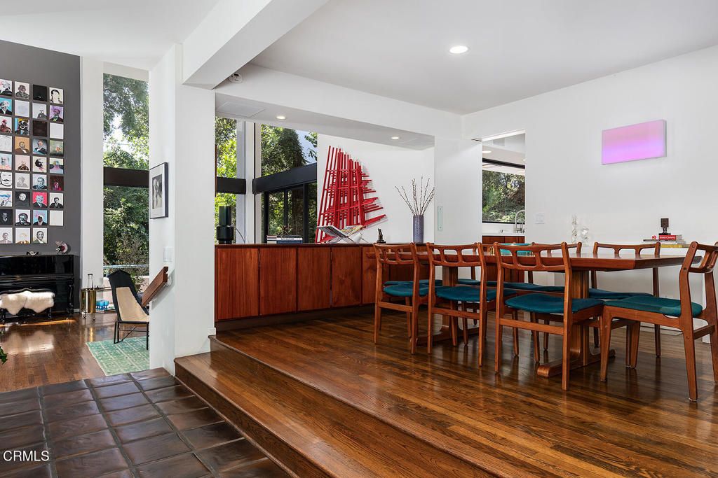 Dining room, Interior, Recessed Lighting, Wood Texture Flooring
