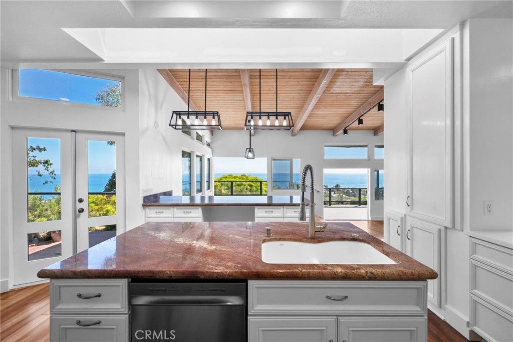 Interior, Kitchen, Pendant Lights, Water, Wooden Beams, Wooden Ceilings, Wood Texture Flooring