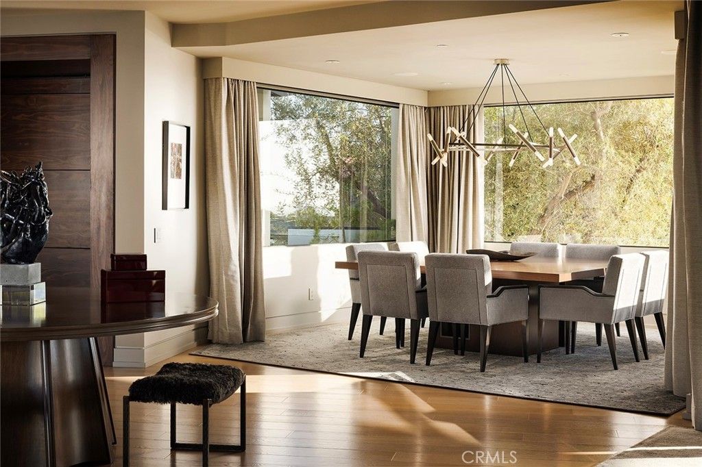 Dining room, Interior, Pendant Lights, Recessed Lighting, Wood Texture Flooring