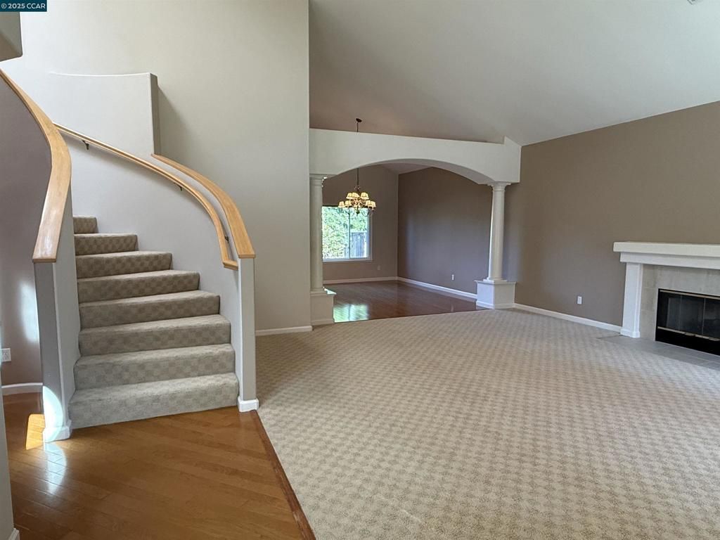 Chandelier, Fireplace, Interior, Wood Texture Flooring