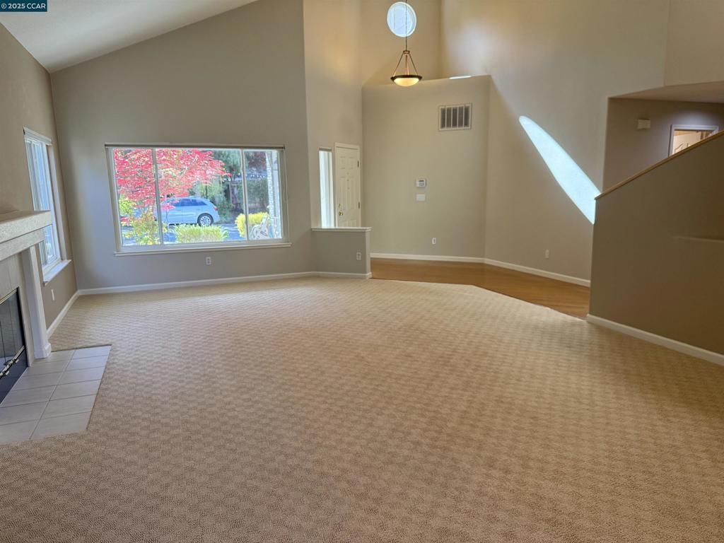 Empty room, Fireplace, Interior, Pendant Lights