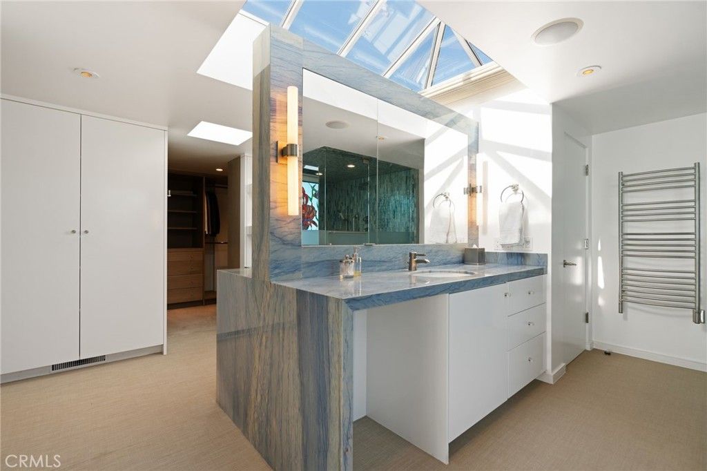 Bathroom, Dual Sink Vanities, Glass Ceilings, Interior, Recessed Lighting