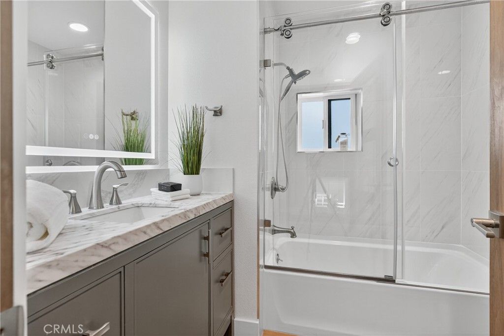 Bathroom, Glass Shower, Interior, Marble Walls, Recessed Lighting