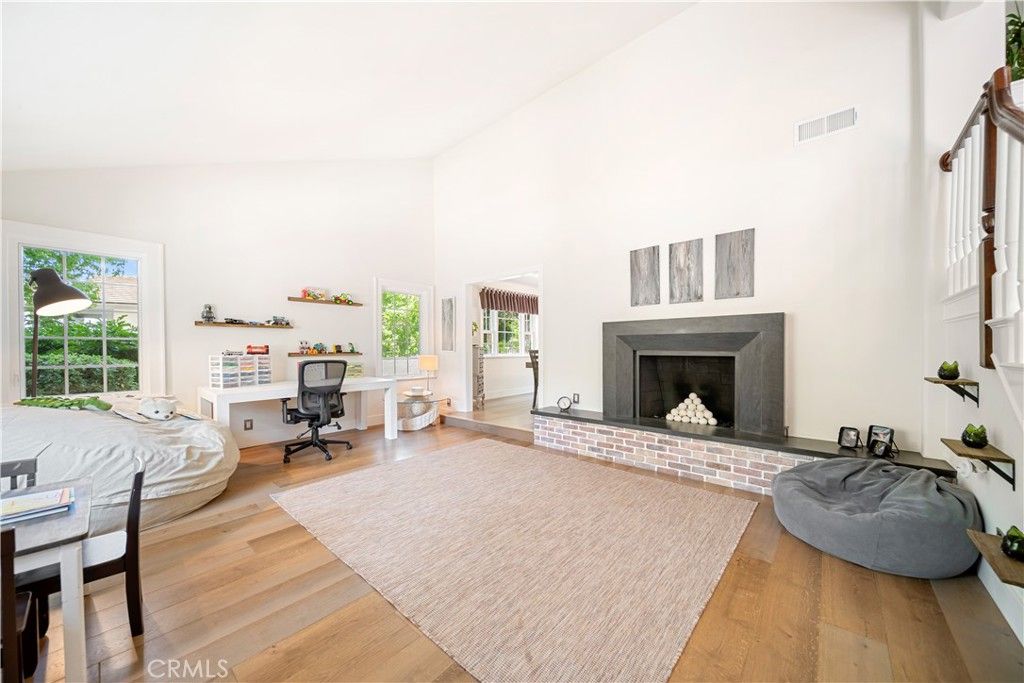 Fireplace, Home Office, Interior, Wood Texture Flooring