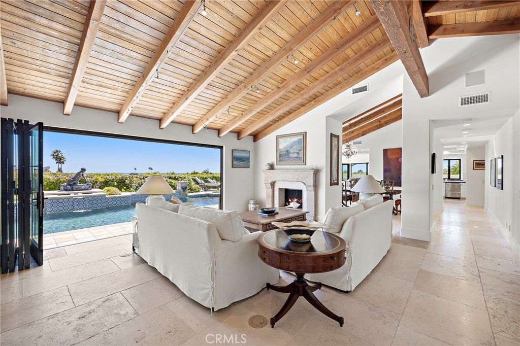 Fireplace, Interior, Living room, Recessed Lighting, Wooden Beams, Wooden Ceilings