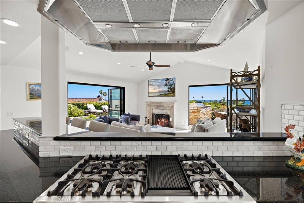 Fireplace, Interior, Kitchen, Living room, Recessed Lighting