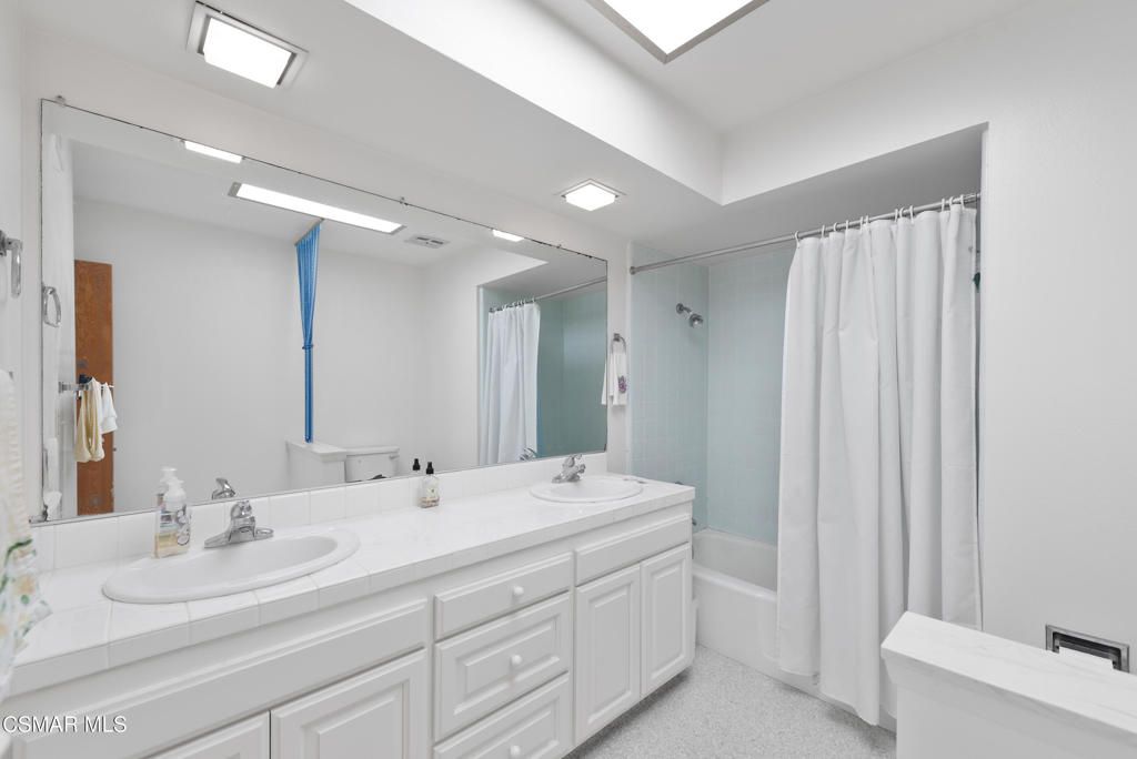 Bathroom, Dual Sink Vanities, Interior, Recessed Lighting, Tile Countertops