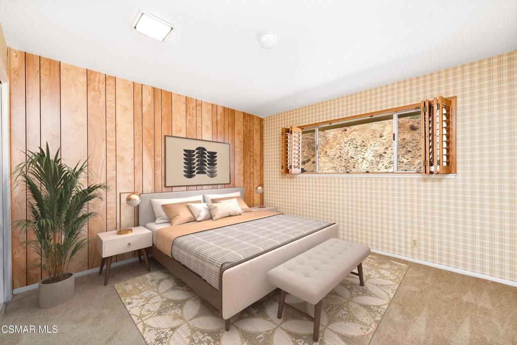 Bedroom, Interior, Recessed Lighting, Wooden Walls