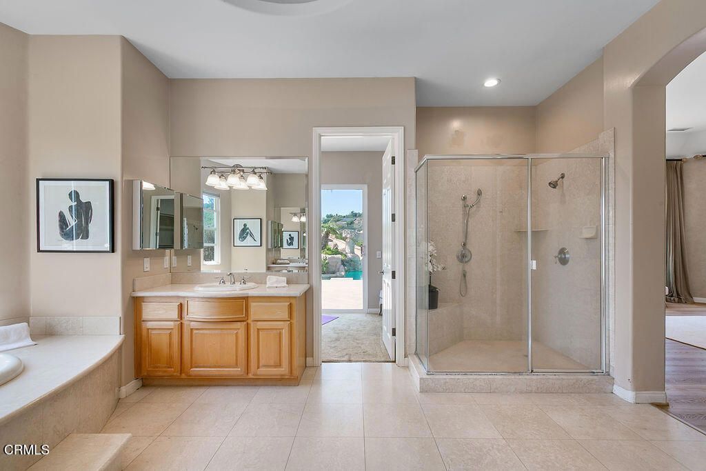 Bathroom, Dual Sink Vanities, Glass Shower, Interior, Recessed Lighting