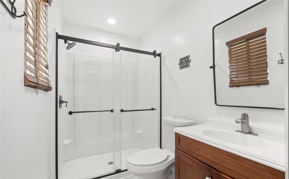 Bathroom, Glass Shower, Interior, Recessed Lighting