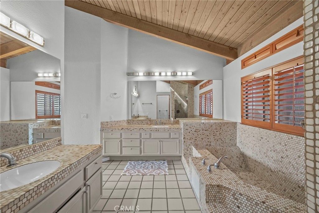 Bathroom, Dual Sink Vanities, Interior, Wooden Beams, Wooden Ceilings