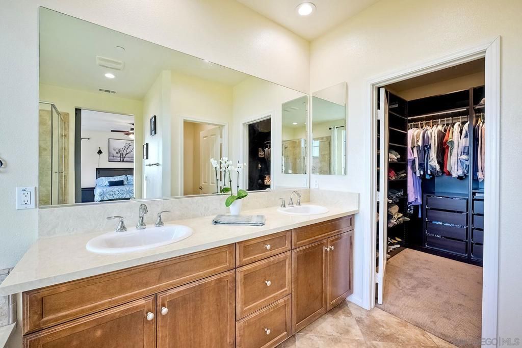 Bathroom, Dual Sink Vanities, Interior, Recessed Lighting, Walk-in Closets