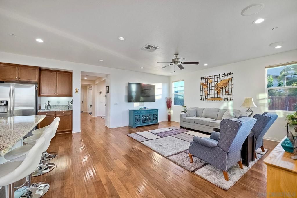 Interior, Kitchen, Living room, Recessed Lighting, Stainless Steel Appliances, Wood Texture Flooring