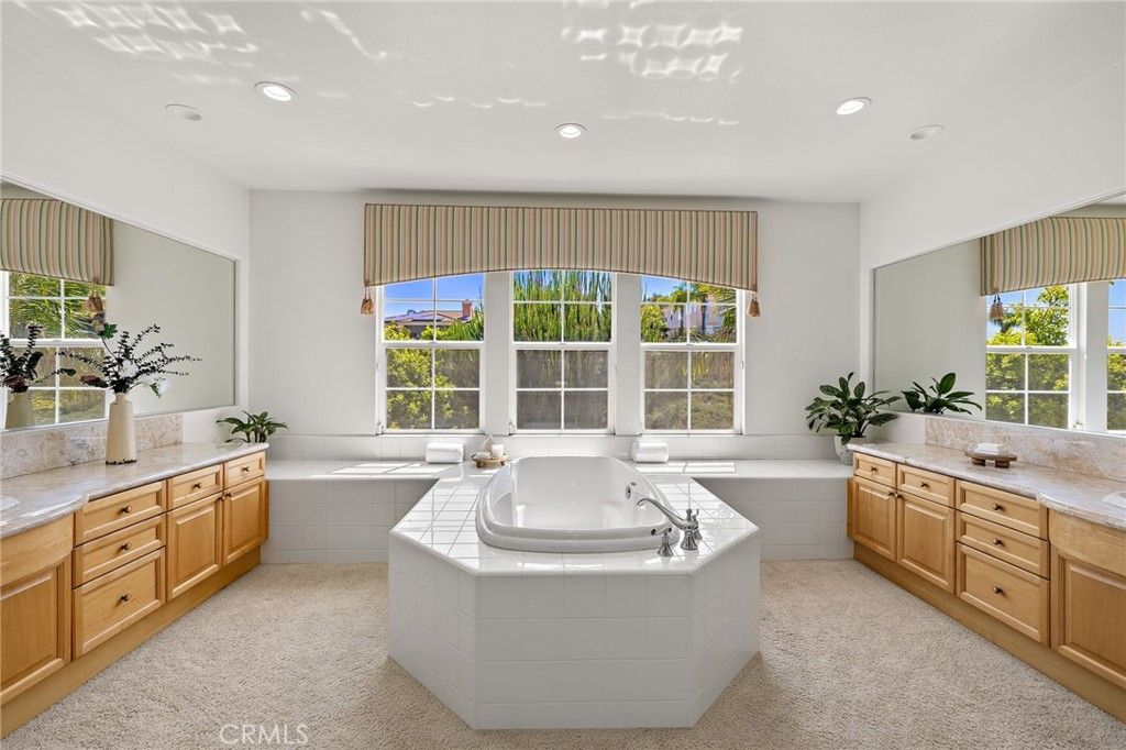 Bathroom, Dual Sink Vanities, Interior, Recessed Lighting, Tile Countertops