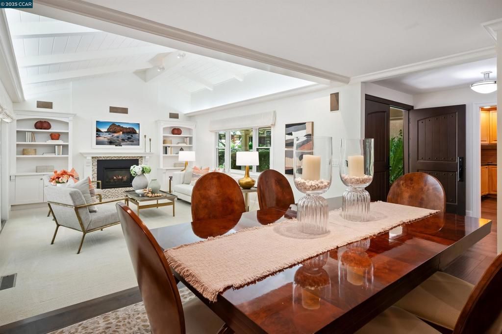 Dining room, Fireplace, Interior, Living room