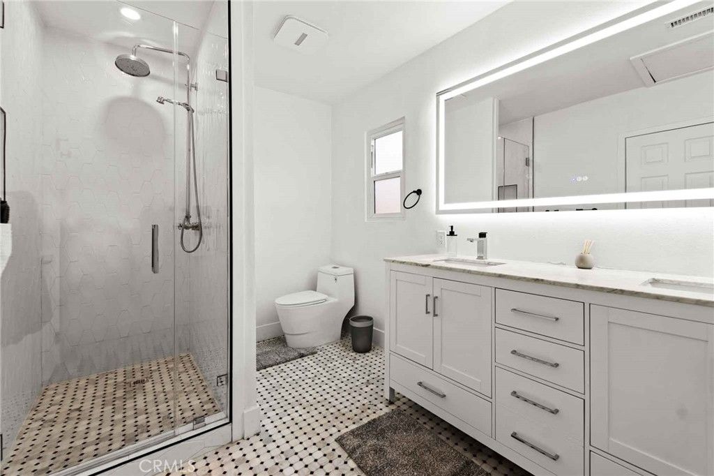 Bathroom, Dual Sink Vanities, Glass Shower, Interior, Recessed Lighting