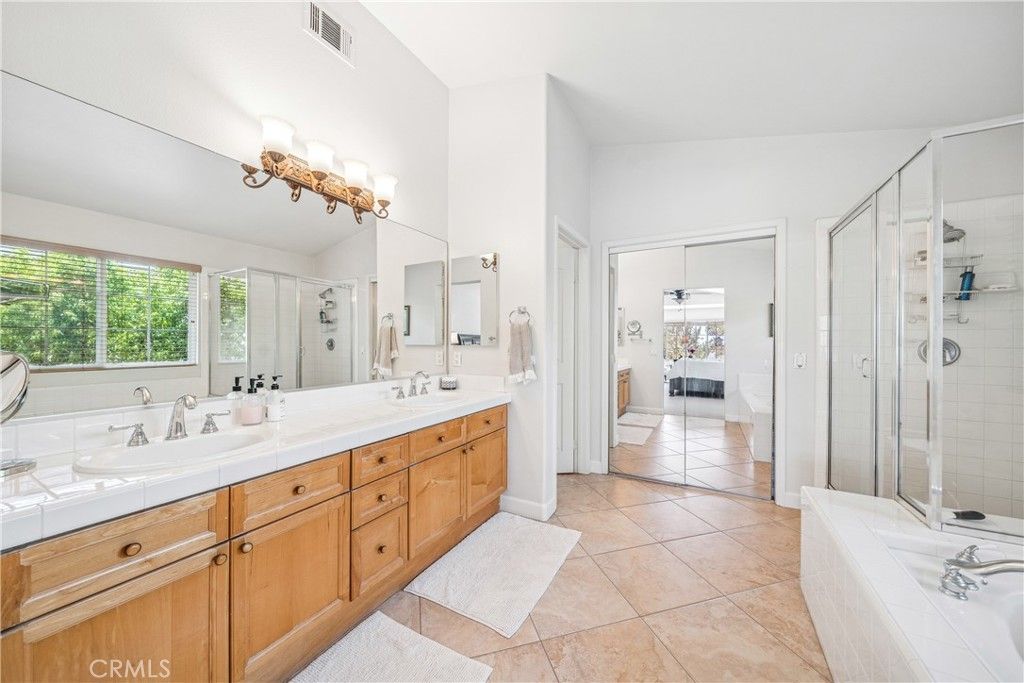 Bathroom, Dual Sink Vanities, Glass Shower, Interior, Tile Countertops