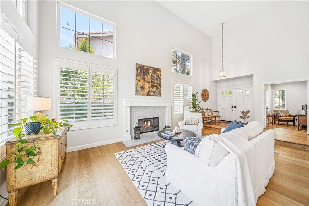 Fireplace, Interior, Living room, Pendant Lights, Wood Texture Flooring