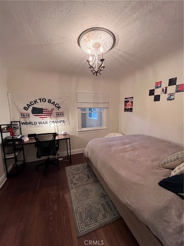 Bedroom, Chandelier, Home Office, Interior, Wood Texture Flooring