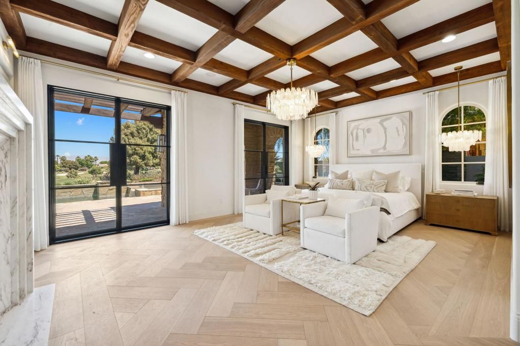 Chandelier, Interior, Living room, Recessed Lighting, Wooden Beams, Wood Texture Flooring