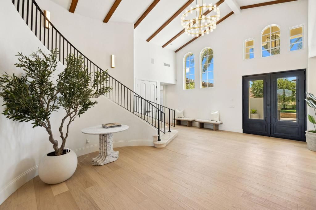Chandelier, Interior, Pendant Lights, Wooden Beams, Wood Texture Flooring
