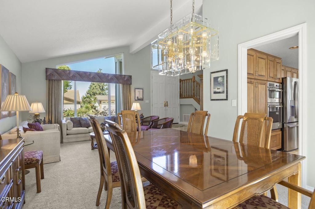 Chandelier, Dining room, Interior, Kitchen, Living room, Pendant Lights, Stainless Steel Appliances