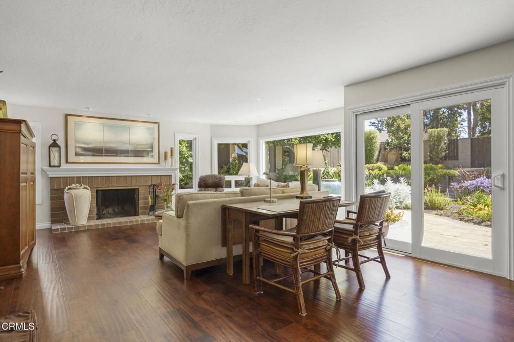 Dining room, Fireplace, Interior, Living room, Wood Texture Flooring