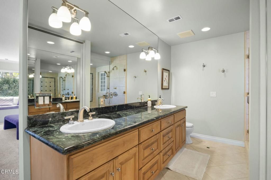 Bathroom, Dual Sink Vanities, Glass Shower, Interior, Recessed Lighting