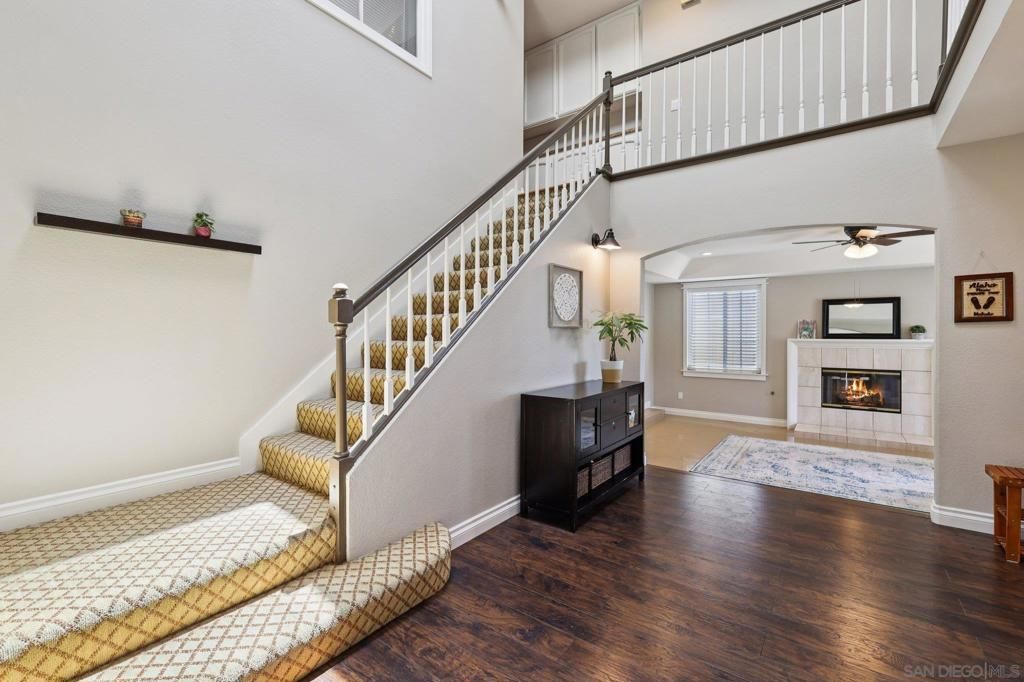 Fireplace, Interior, Recessed Lighting, Wood Texture Flooring